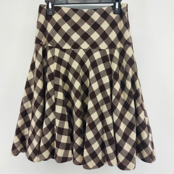 Lauren Ralph Lauren Wool Check Circle Skirt brown and white/cream check - Picture 2 of 6